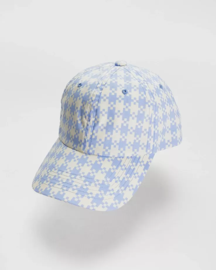 Baggu Baseball Cap : Blue Pixel Gingham - | Hats