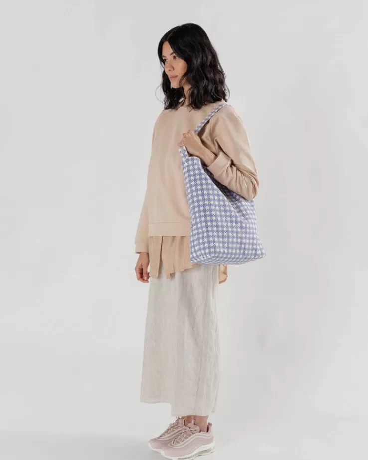 Baggu Duck Bag : Blue Pixel Gingham - | Totes