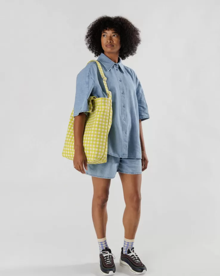 Baggu Duck Bag : Chartreuse Pixel Gingham - | Totes