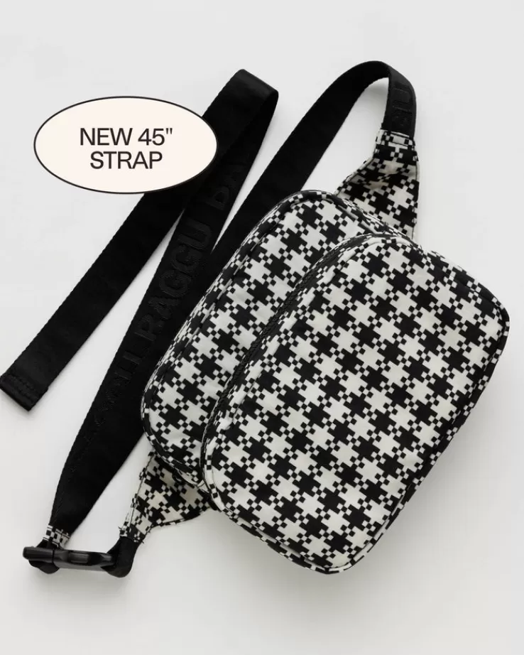 Baggu Fanny Pack : Black & White Pixel Gingham - | Travel