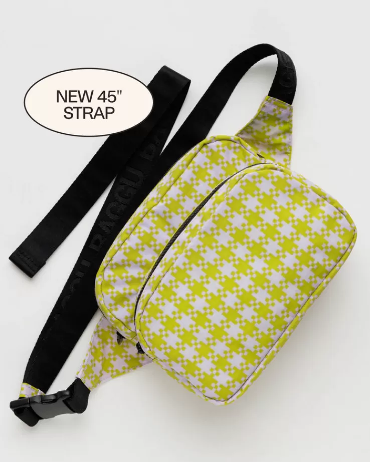 Baggu Fanny Pack : Pink Pistachio Pixel Gingham - | Travel