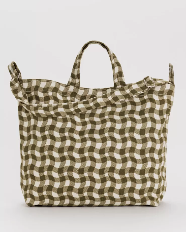 Baggu Horizontal Duck Bag : Wavy Gingham Brown - | Totes