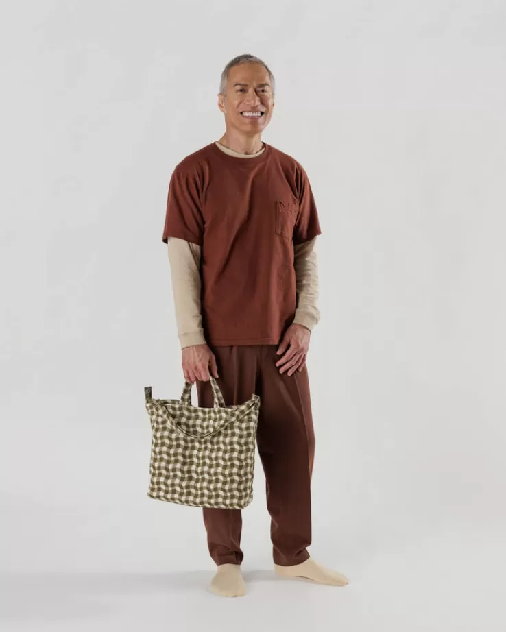 Baggu Horizontal Duck Bag : Wavy Gingham Brown - | Totes