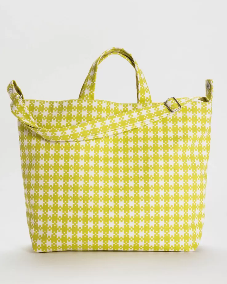 Baggu Horizontal Zip Duck Bag : Chartreuse Pixel Gingham - | Totes