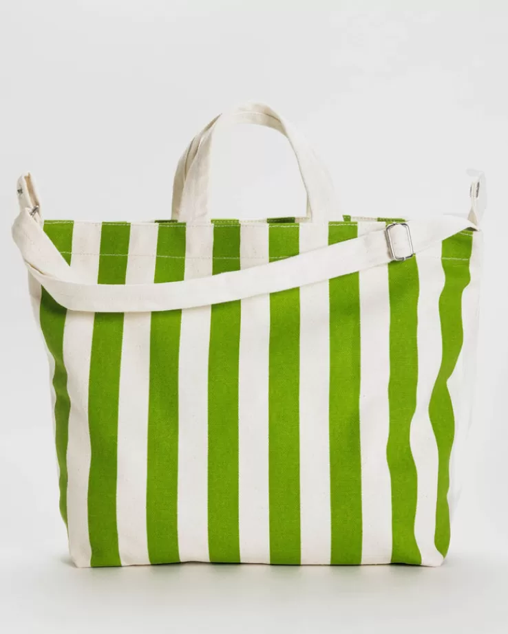 Baggu Horizontal Zip Duck Bag : Green Awning Stripe - | Totes