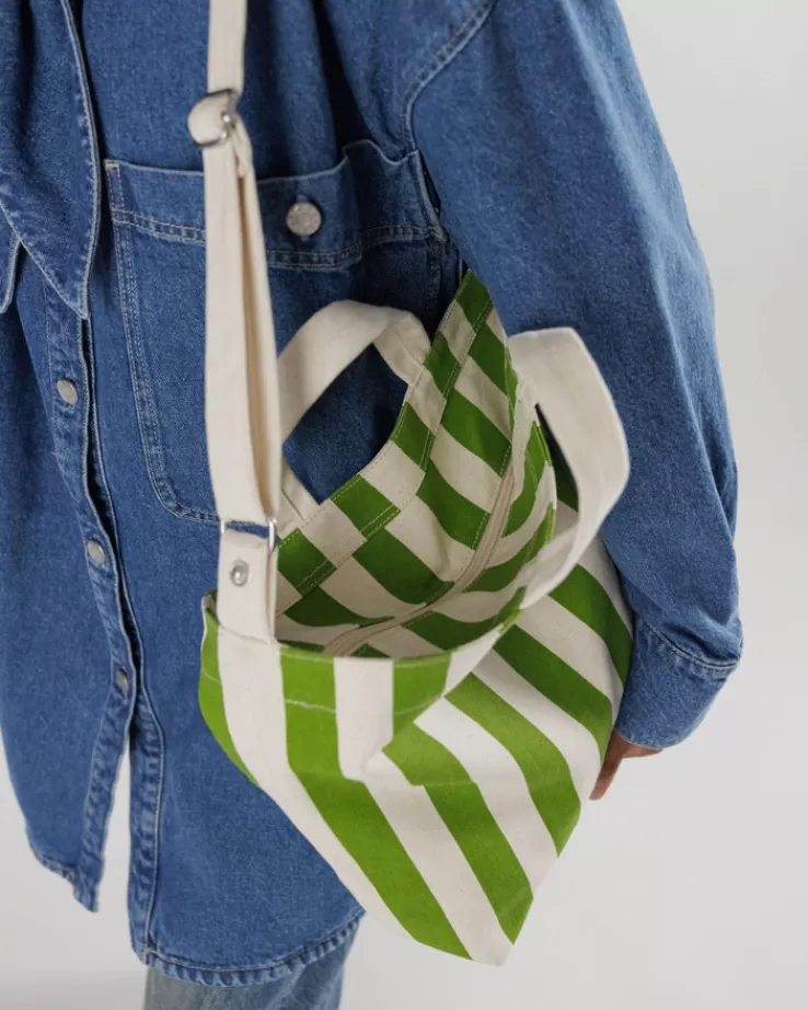 Baggu Horizontal Zip Duck Bag : Green Awning Stripe - | Totes