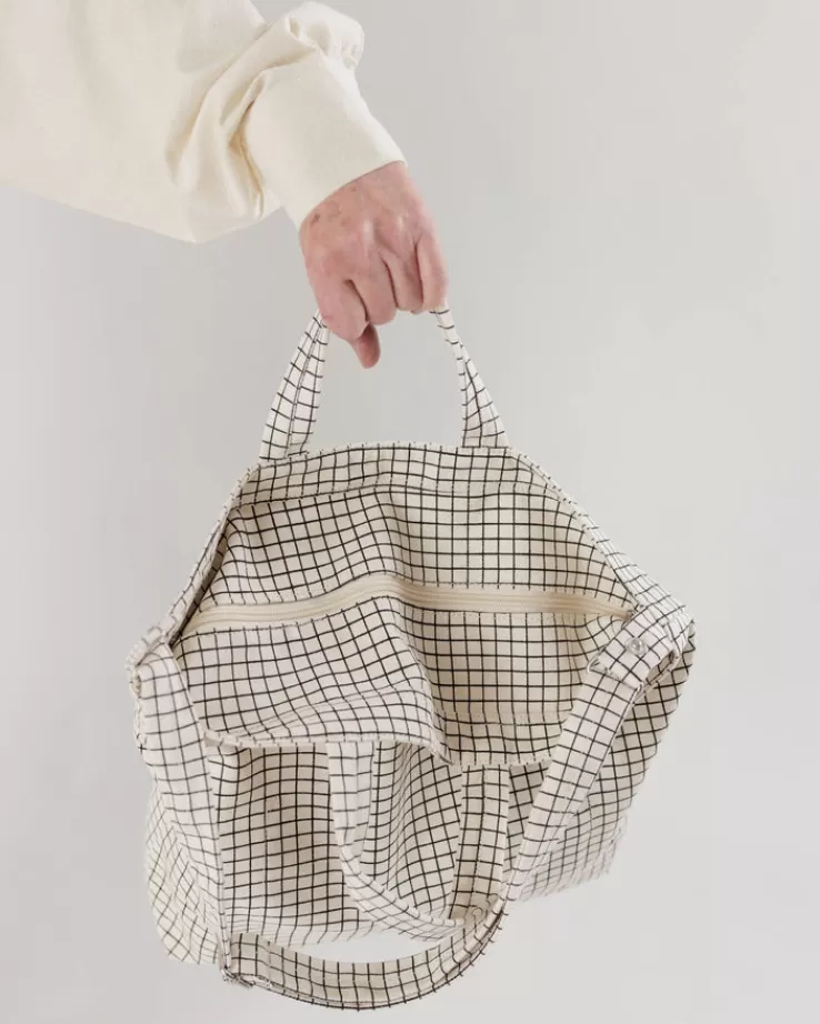 Baggu Horizontal Zip Duck Bag : Natural Grid - | Totes