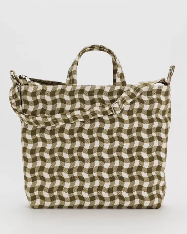 Baggu Horizontal Zip Duck Bag : Wavy Gingham Brown - | Totes