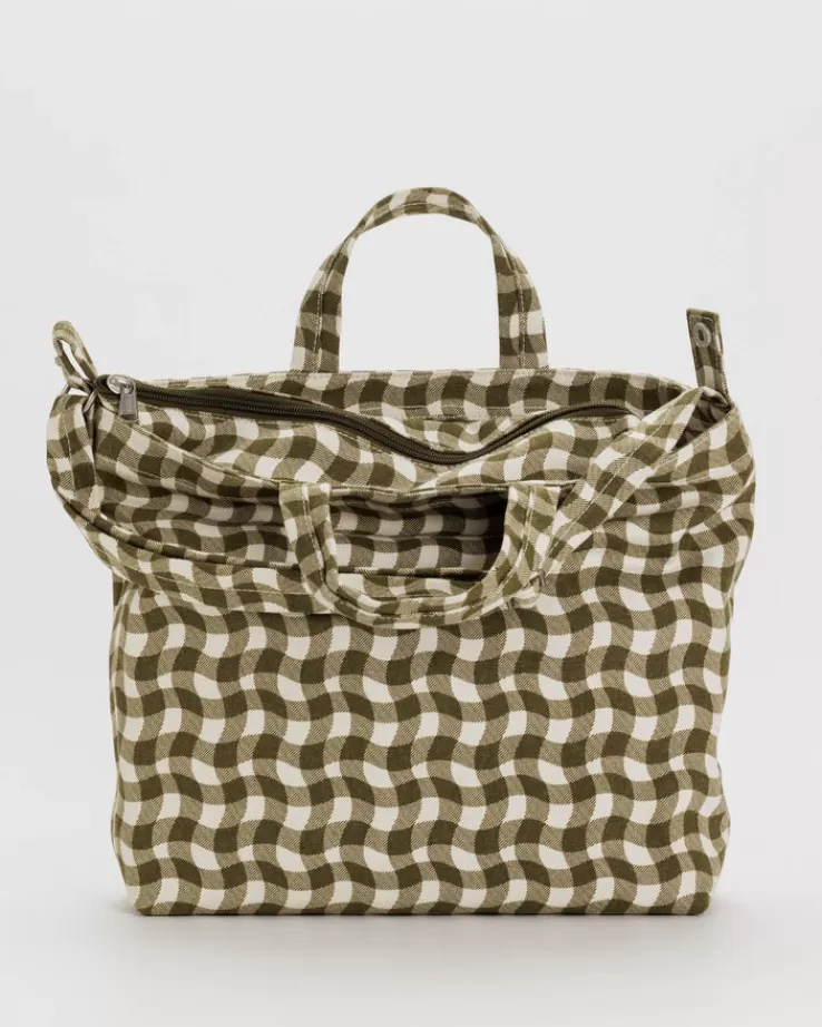 Baggu Horizontal Zip Duck Bag : Wavy Gingham Brown - | Totes