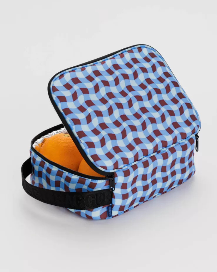 Baggu Lunch Box : Wavy Gingham Blue - | Lunch Bags & Coolers