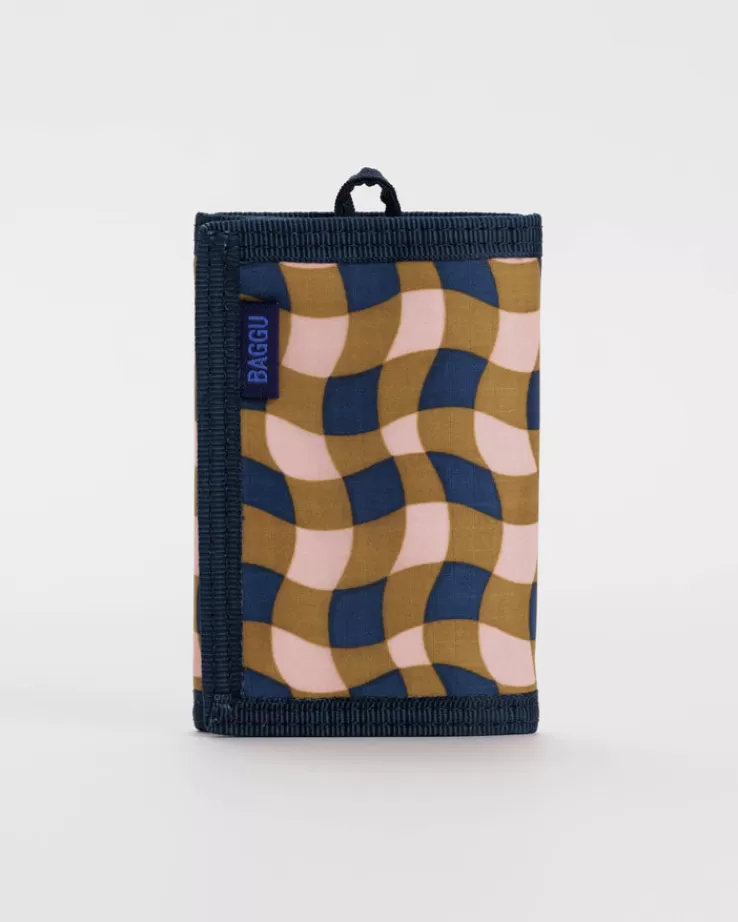 Baggu Nylon Wallet : Wavy Gingham Peach - | Wallets