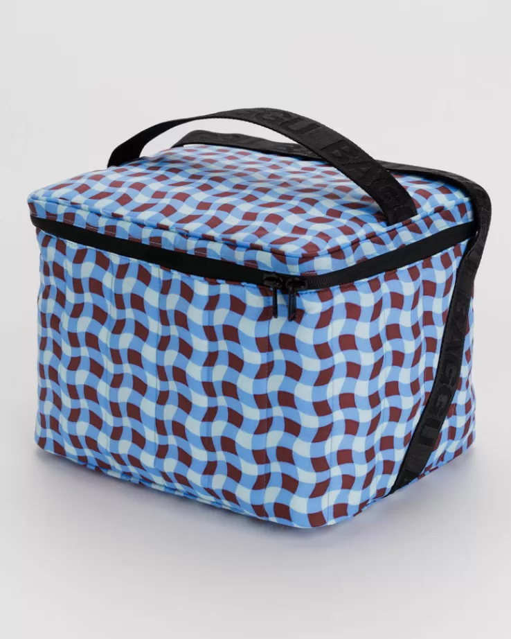 Baggu Puffy Cooler Bag : Wavy Gingham Blue - | Lunch Bags & Coolers