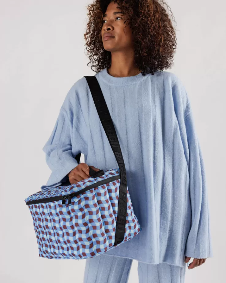 Baggu Puffy Cooler Bag : Wavy Gingham Blue - | Lunch Bags & Coolers