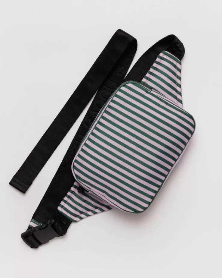 Baggu Puffy Fanny Pack : Lilac Candy Stripe - | Crossbody Bags