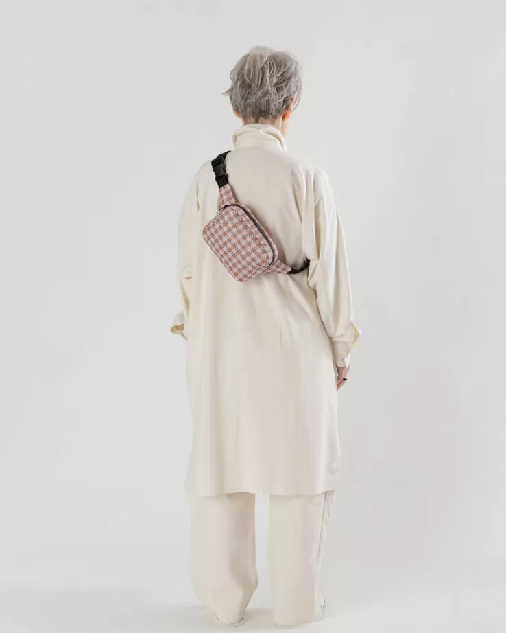 Baggu Puffy Fanny Pack : Rose Pixel Gingham - | Crossbody Bags