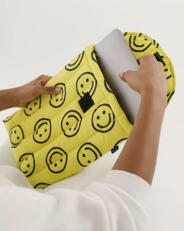 Baggu Puffy Laptop Sleeve 13"/14" : Yellow Happy - | Cases & Sleeves