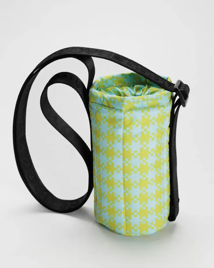 Baggu Puffy Water Bottle Sling : Mint Pixel Gingham - | Puffy Water Bottle Slings