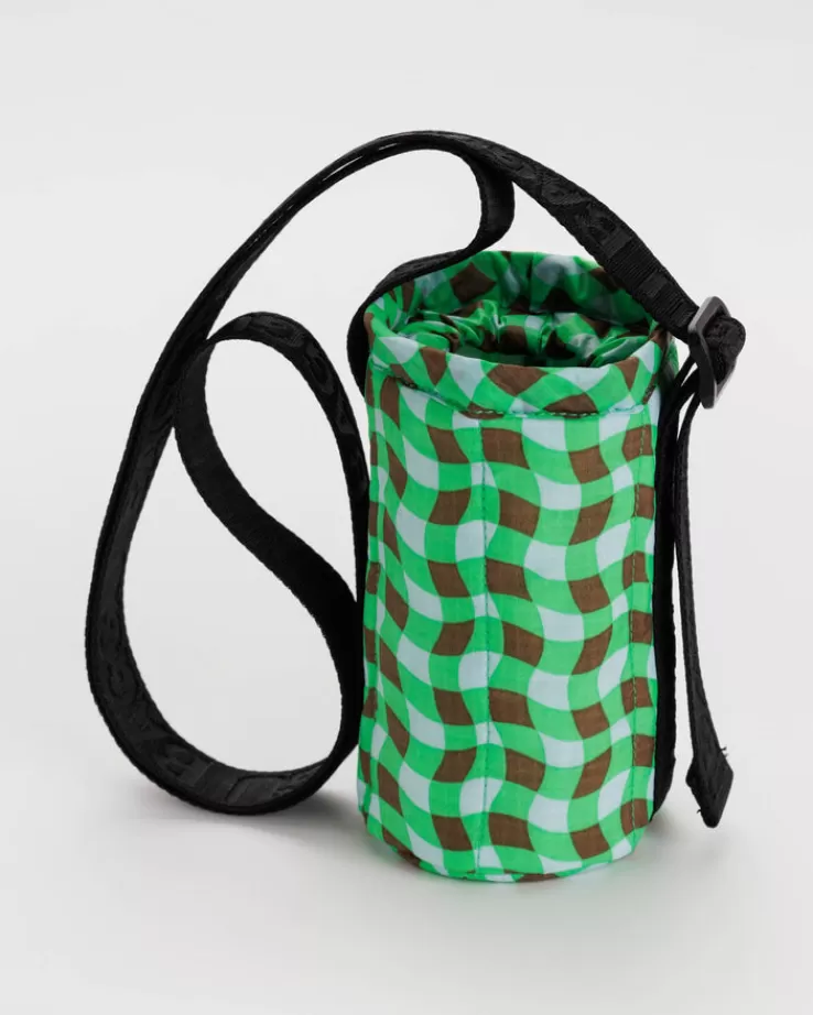 Baggu Puffy Water Bottle Sling : Wavy Gingham Green - | Puffy Water Bottle Slings