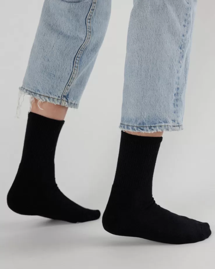 Baggu Ribbed Sock : Black - | Socks