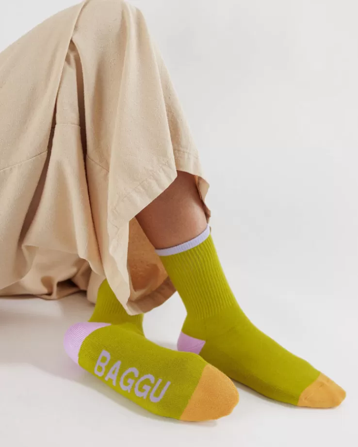 Baggu Ribbed Sock : Citron Mix - | Socks