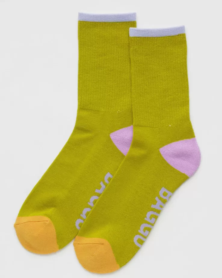 Baggu Ribbed Sock : Citron Mix - | Socks