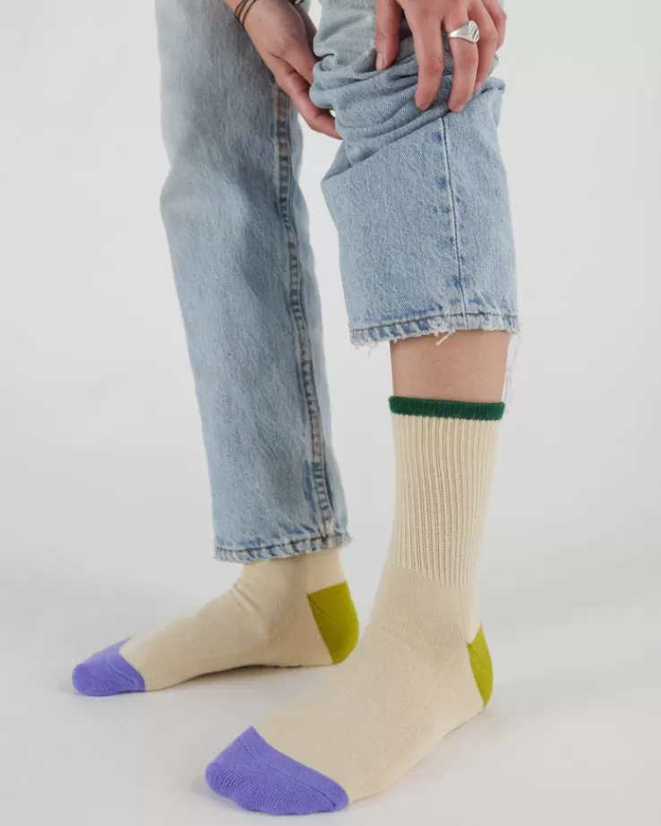 Baggu Ribbed Sock : Ecru Mix - | Socks