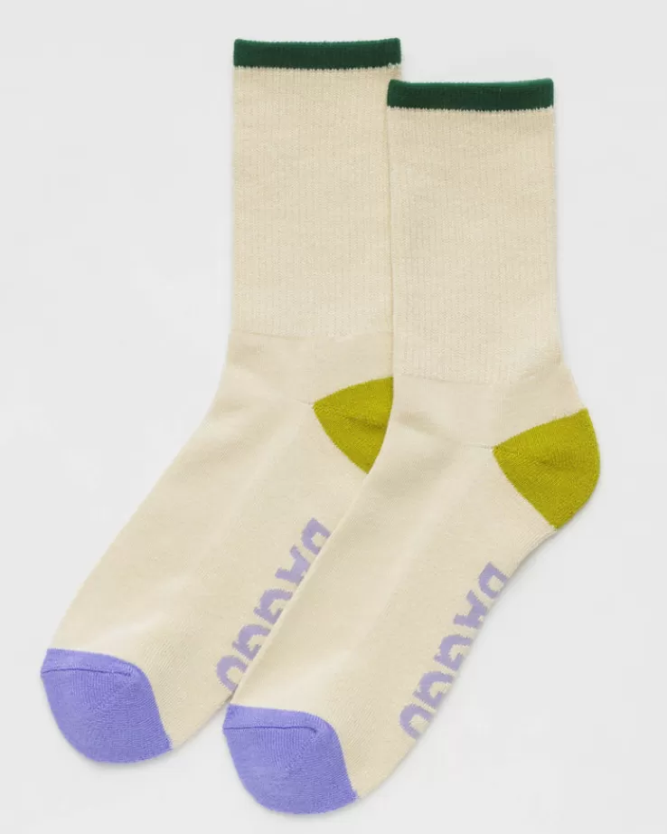 Baggu Ribbed Sock : Ecru Mix - | Socks