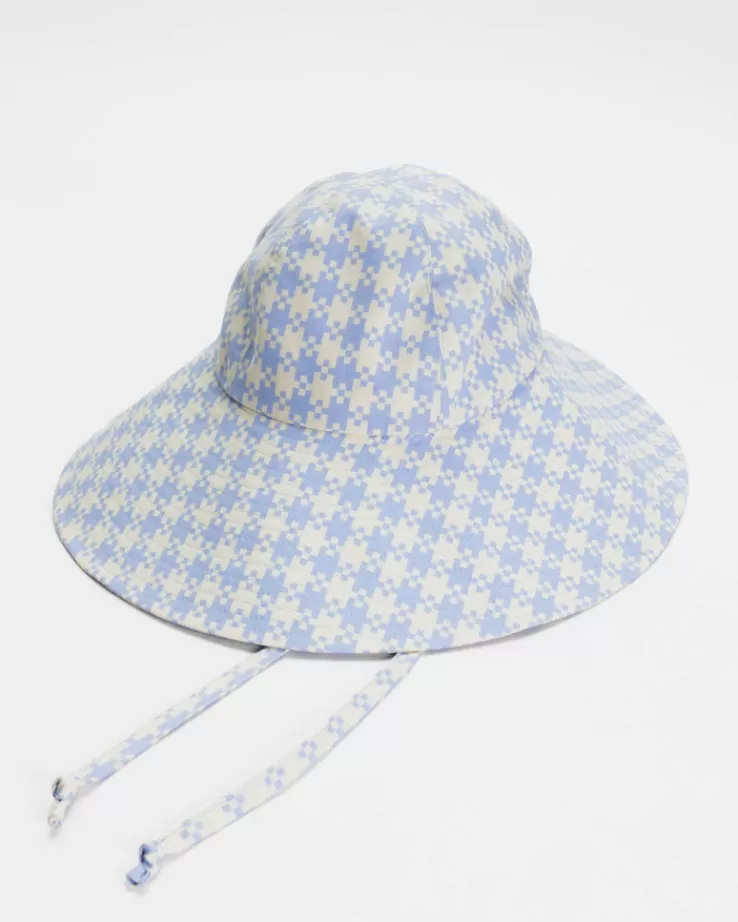 Baggu Soft Sun Hat : Blue Pixel Gingham - | Hats