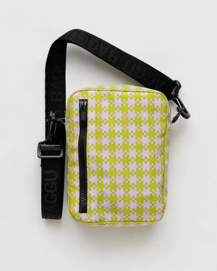 Baggu Sport Crossbody : Pink Pistachio Pixel Gingham - | Crossbody Bags